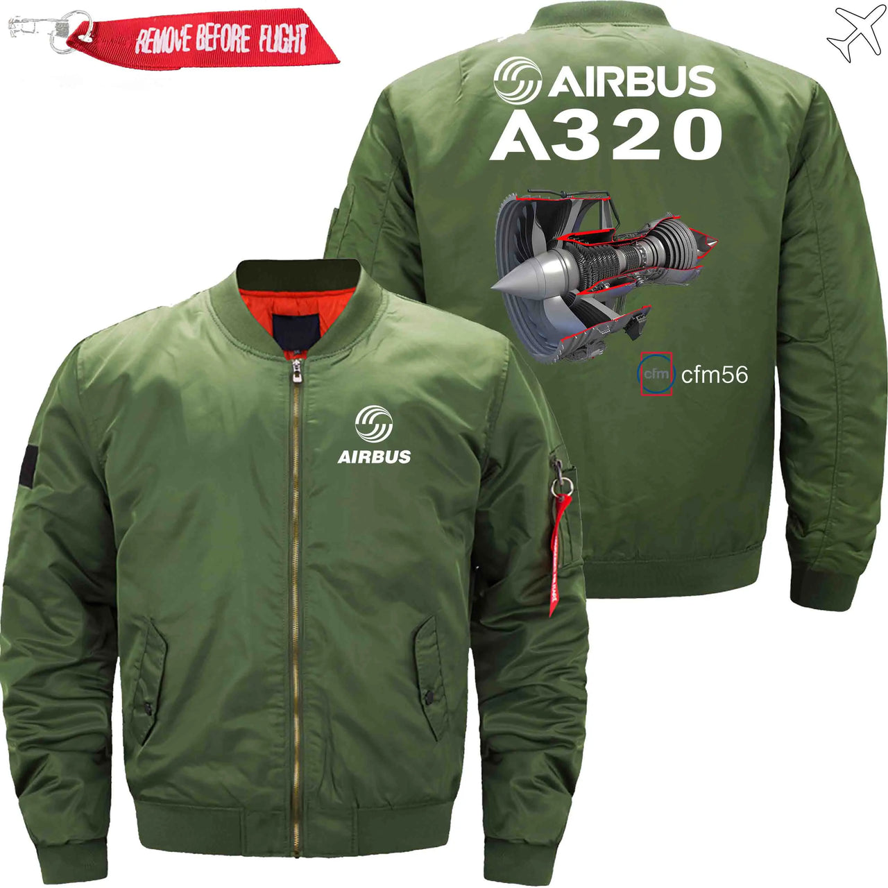 AIRBUS A320 CFM 56  turbofan aircraft engines Ma-1 Bomber Jacket Flight Jacket Aviator Jacket THE AV8R