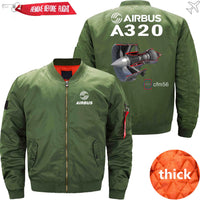 Thumbnail for AIRBUS A320 CFM 56  turbofan aircraft engines Ma-1 Bomber Jacket Flight Jacket Aviator Jacket THE AV8R