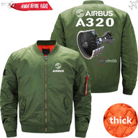Thumbnail for AIRBUS A320 CFM 56 turbofan aircraft engines Ma-1 Bomber Jacket Flight Jacket Aviator Jacket THE AV8R