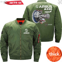 Thumbnail for AIRBUS A320 CFM56 turbofan aircraft engines Ma-1 Bomber Jacket Flight Jacket Aviator Jacket THE AV8R